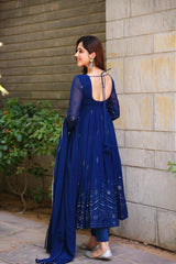 Lovely Sequence Work Navy Blue Color Gown