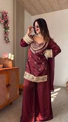 Innovative Fendy Silk Mirror Work Sharara Palazzo Set