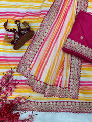 Pretty Pink Tabby Leheriya Print Silk Saree