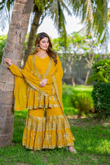 Good Looking Georgette Yellow Color Sharara Suit