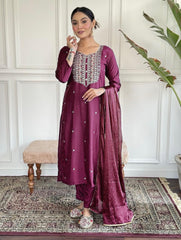 Superhit Heavy Reyon Wine Color Salwar Suit