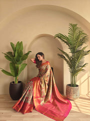 Occasion Wear Pretty Orange Silk Zari Saree