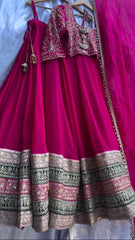 Thread with Sequence Work Pink Color Lehenga choli