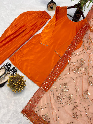 Exclusive Orange Color Farshi Salwar Suit