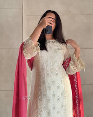 Heavy Embroidery Work White Color Salwar Suit