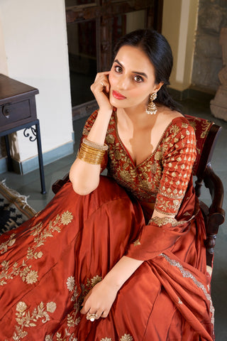 Wedding Wear Heavy Rangoli Silk Orange Color Lehenga Choli