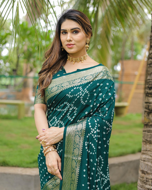 Captivating Green Color Bandari  Style Saree