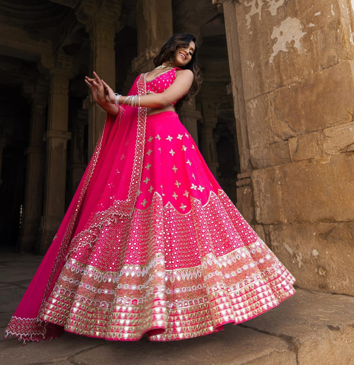 Wedding Wear Embroidered Pink Color Lehenga Choli