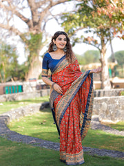 Marvelous Embellish Stone Work Blue Color Saree