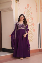 Exclusive Red Bead With Embroidery Work Gown