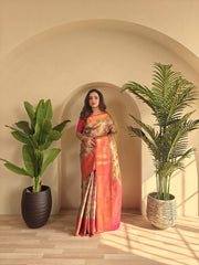 Occasion Wear Pretty Orange Silk Zari Saree