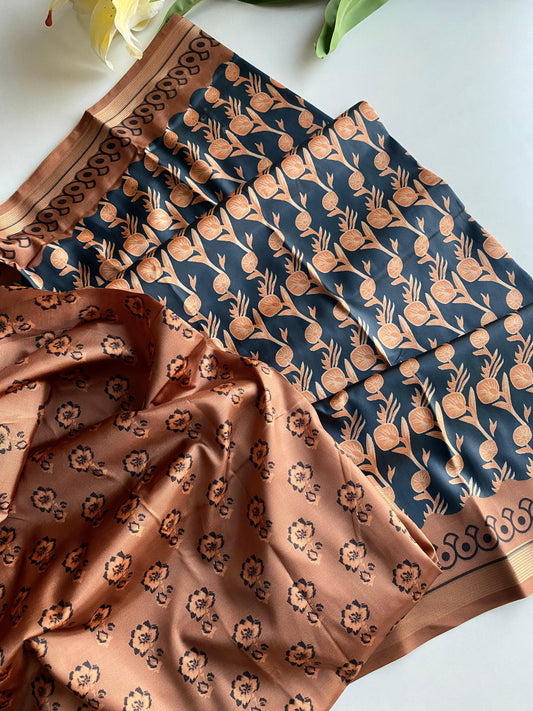 Graceful Dola Zari Patta Border Brown Color Saree