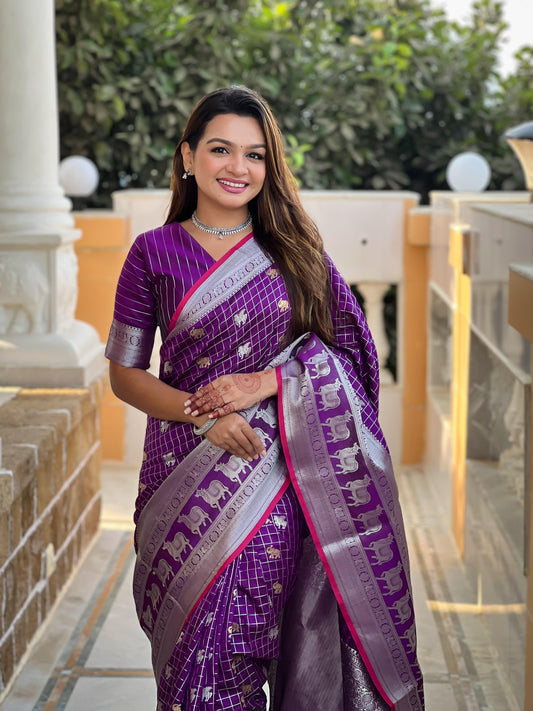Good Looking Soft Silk Purple Color Saree