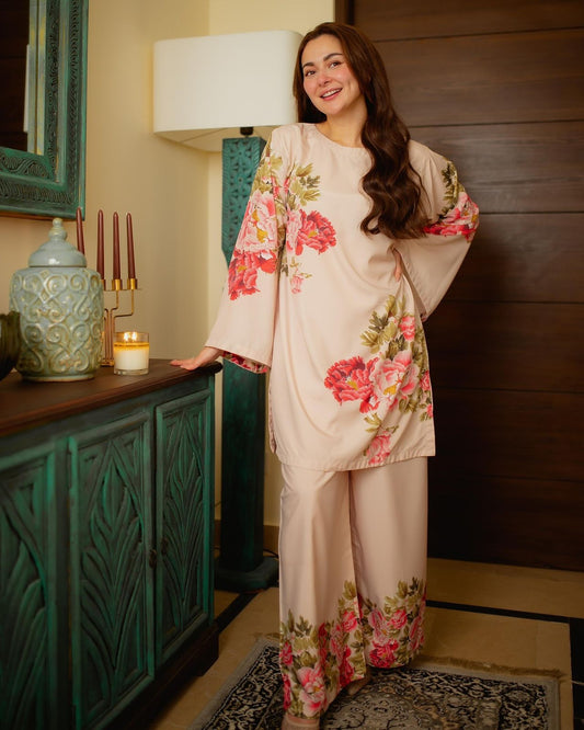 Trendy Peach Color Digital Printed Co-ord Set