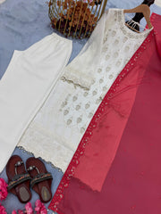 Heavy Embroidery Work White Color Salwar Suit