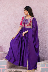 Captivating Pure Bandhrej Navy Blue Color Gown