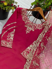 Occasion Wear Simmer Silk Pink Color Sharara Suit