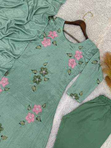 Exotic Green Color Digital Printed Anarkali Suit