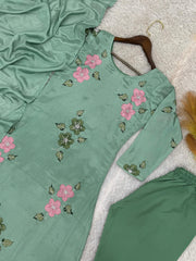 Exotic Green Color Digital Printed Anarkali Suit