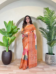 Adorable Bandhani Print Orange Color Saree