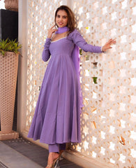 Outstanding Georgette Lavender Color Gown