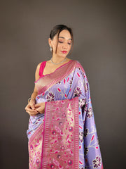 Gorgeous Silk Patola Weaving Lavender Color Saree