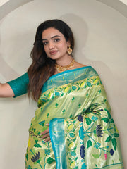 Blissful Paithani Silk Perrot Color Saree