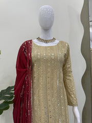Beige Color Georgette Stitched Salwar Suit