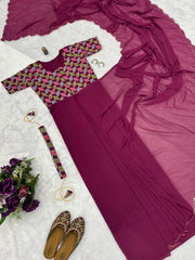 Flattering Georgette Maroon Color Gown