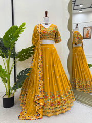 Sequence Mustard Color Lehenga Choli Set with Dupatta