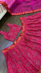 Peaceful Tapeta Silk Pink & Orange Color Lehenga Choli