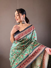 Blissful Green Color Digital Print Saree