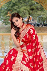 Wonderful Banarasi Silk Red Color Saree