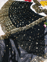 Function Wear Georgette Embroidery Work Black Color Lehenga Choli