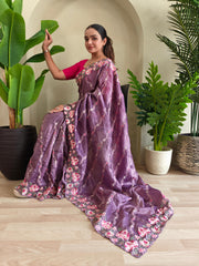 Beautiful Crush Silk Purple Color Saree