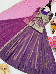Gorgeous Silk Wine Color Top With Lehenga