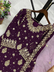 Function Wear Heavy Work Wine Palazzo Suit