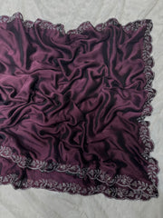 Adorable Heavy less Border Wine Color Saree