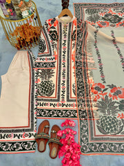 Fully Stitched Cream Color Digital Printed Palazzo Suit