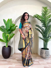 Occasion Wear Pretty Orange Silk Zari Saree