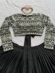 Wonderful Black Color Organza Lehenga Choli
