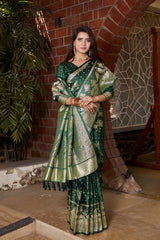 Marriage Special Kanjivaram Work Green Color Heavy Saree