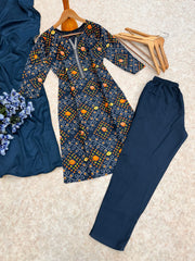 Adorable Reyon Teal Blue Color Salwar Suit