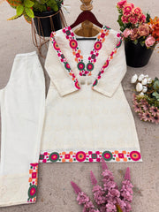 Gorgeous White Color Thread Work Co-ord Set