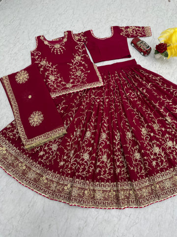Traditional Wear Sequence Work Maroon Color Lehenga Choli