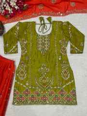Glorious Green Georgette Sequence Work Sharara Suit