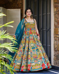 Outstanding Organza Silk Multi Color Anarkali Gown