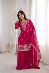 Captivating Sequence Work Pink Sharara Suit