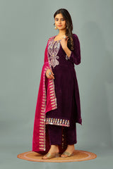 Exclusive Embroidery Sequence Work Wine Color Salwar Suit