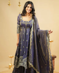 Lavender Color Simmer Silk Top With Lehenga